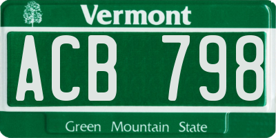 VT license plate ACB798