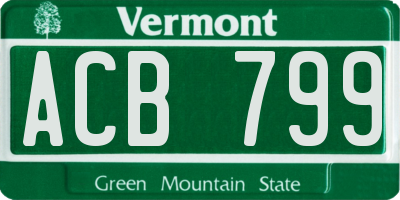 VT license plate ACB799