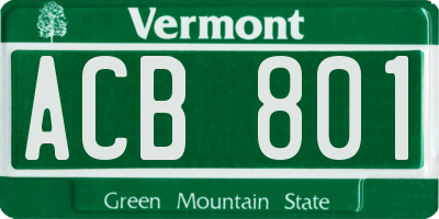 VT license plate ACB801