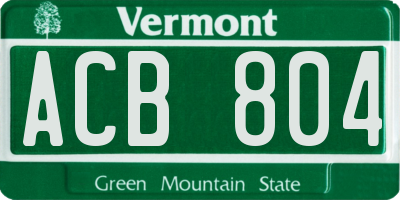 VT license plate ACB804