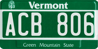 VT license plate ACB806