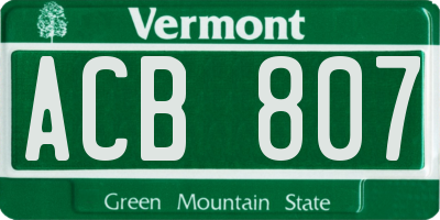 VT license plate ACB807