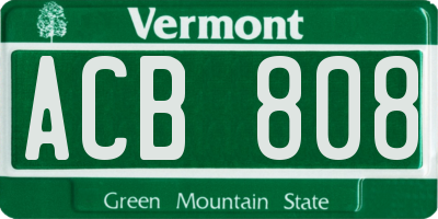 VT license plate ACB808