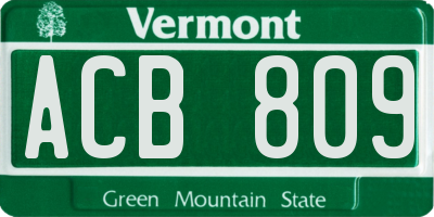 VT license plate ACB809
