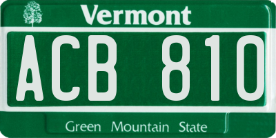 VT license plate ACB810