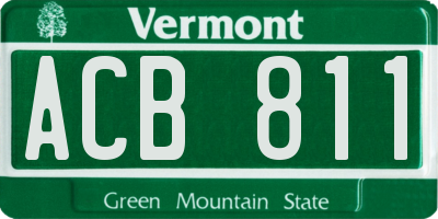 VT license plate ACB811