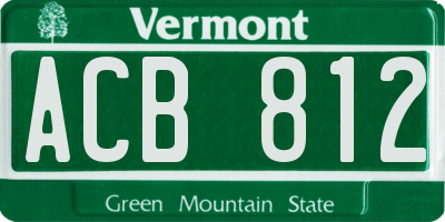 VT license plate ACB812