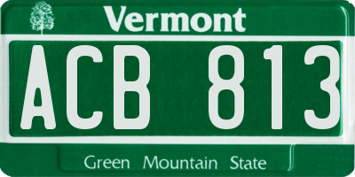 VT license plate ACB813