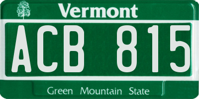 VT license plate ACB815