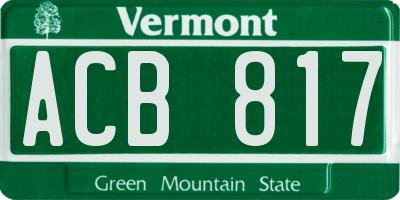 VT license plate ACB817