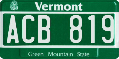 VT license plate ACB819