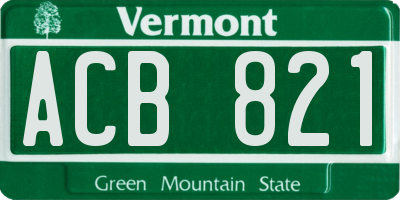 VT license plate ACB821