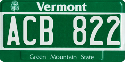 VT license plate ACB822