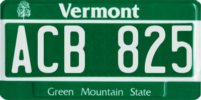 VT license plate ACB825