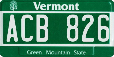 VT license plate ACB826