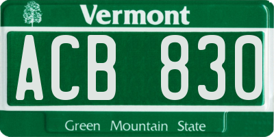 VT license plate ACB830