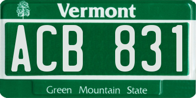 VT license plate ACB831