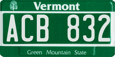 VT license plate ACB832