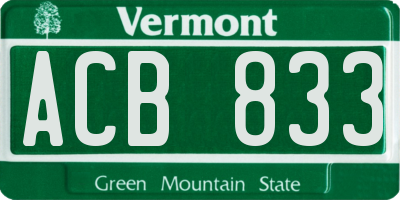 VT license plate ACB833