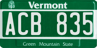 VT license plate ACB835