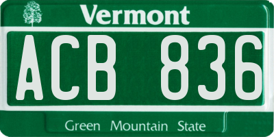 VT license plate ACB836