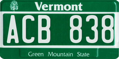 VT license plate ACB838