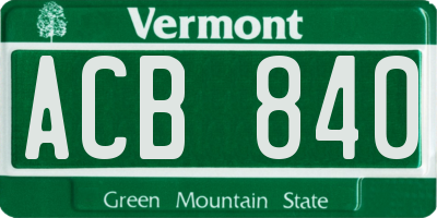 VT license plate ACB840