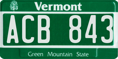 VT license plate ACB843