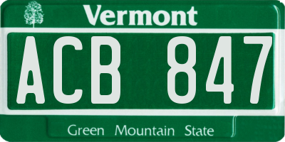 VT license plate ACB847