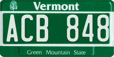 VT license plate ACB848