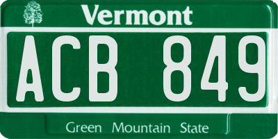 VT license plate ACB849