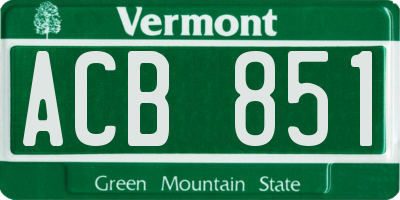 VT license plate ACB851