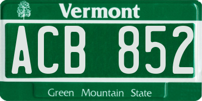 VT license plate ACB852