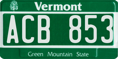 VT license plate ACB853