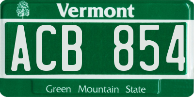 VT license plate ACB854