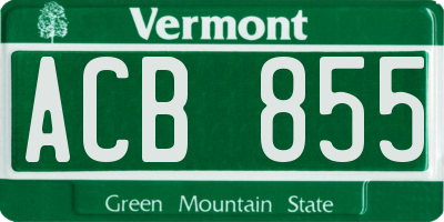 VT license plate ACB855