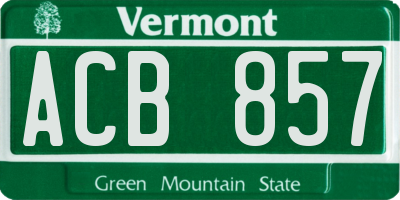 VT license plate ACB857