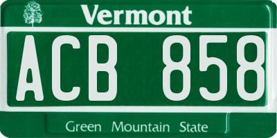 VT license plate ACB858