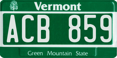 VT license plate ACB859