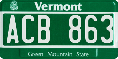 VT license plate ACB863