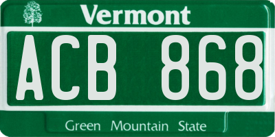 VT license plate ACB868