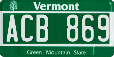 VT license plate ACB869