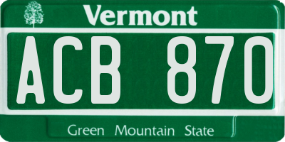 VT license plate ACB870