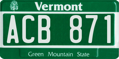 VT license plate ACB871