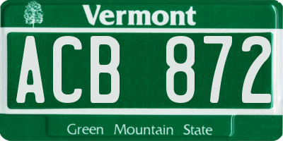 VT license plate ACB872