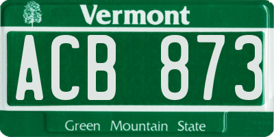 VT license plate ACB873