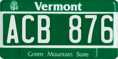 VT license plate ACB876