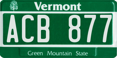 VT license plate ACB877