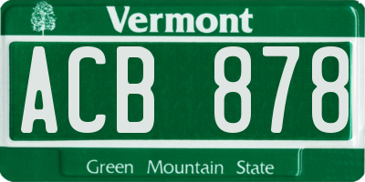 VT license plate ACB878