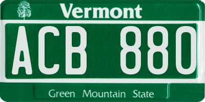 VT license plate ACB880